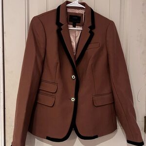 J. Crew Women's Blazer wool mauve with linen Black Trim button academy